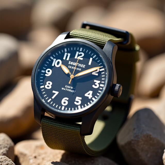 ナイロンストラップが付いた頑丈なフィールドウォッチ。